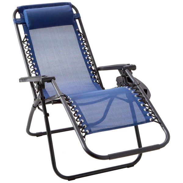 Anti-Gravity Navy Patio Chair With Removable Cupholder