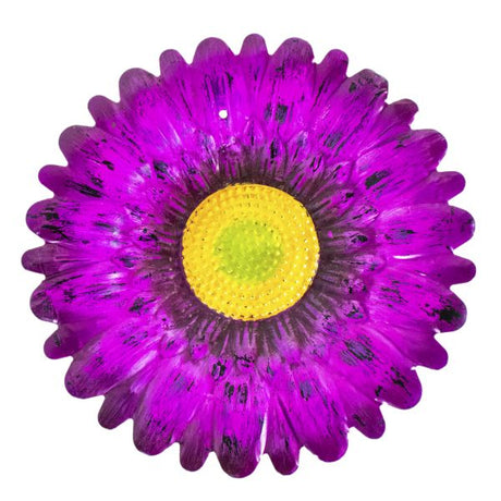 Colorful Purple Flower 24 Inch Metal Bird Bath