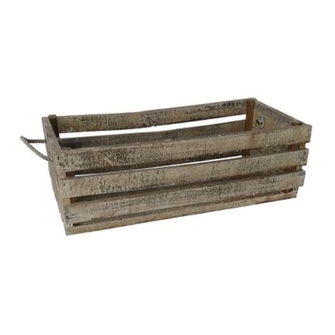 Distressed Wood Fruit Crate Planter With Rope Handles