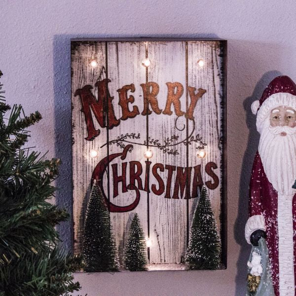 Merry Christmas Holiday Sign With LED Light