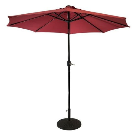 Sun-Ray 9 Feet Round Scarlet Solar Lighted Umbrella