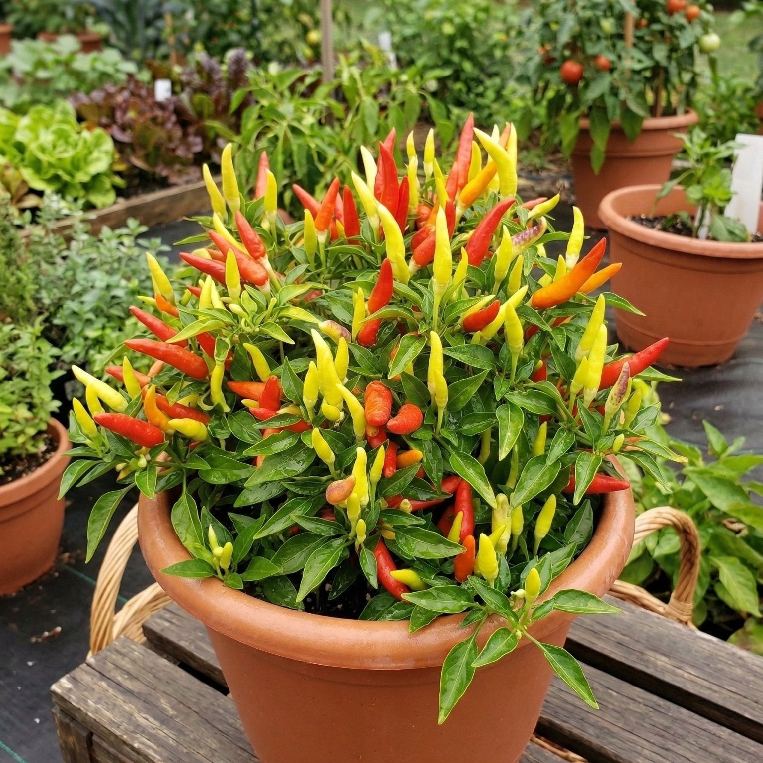 sweet pepper plants in pots Basket of Fire Pepper Plant