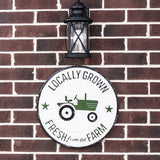 Locally Grown Green Tractor Metal Wall Sign