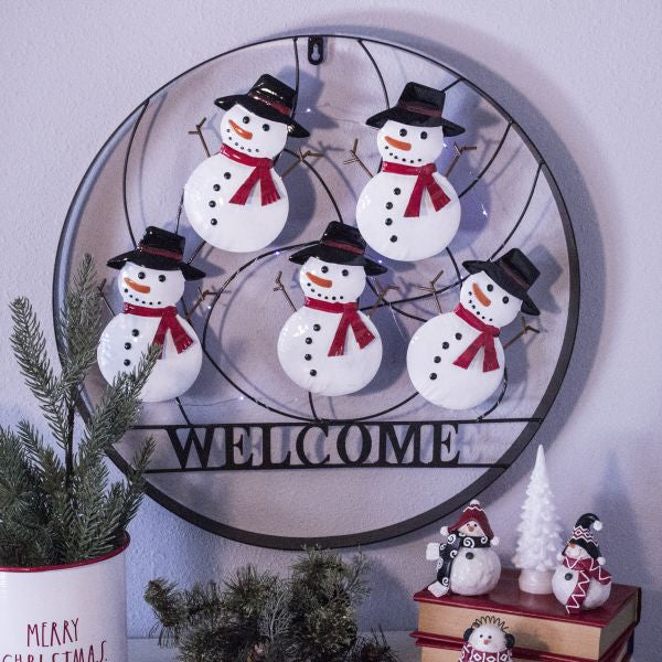 Dancing Snowman Outdoor Holiday Welcome Wheel