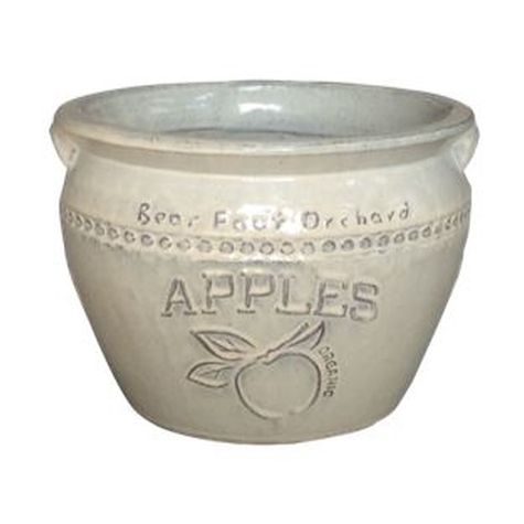 Vintage Pottery Cream 11.5 Inch Apple Planter