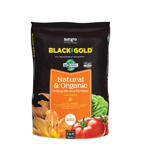 Black Gold Natural & Organic Potting Mix Plus Fertilizer - Nature Hills Nursery - 2 cubic ft Bag - 