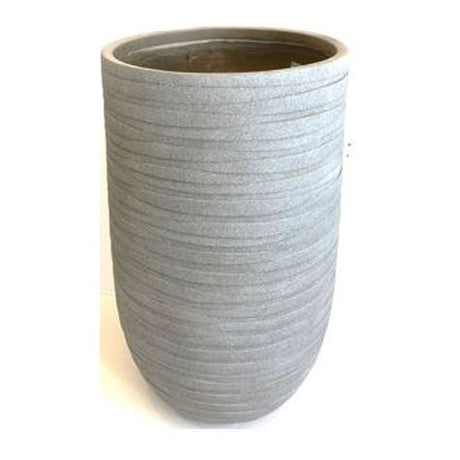 Fiber Clay Tall Round Wave 17.5 Inch Taupe Planter