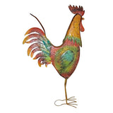 Extra Large Multi-Colored Metal Decorative Rooster Garden Statue