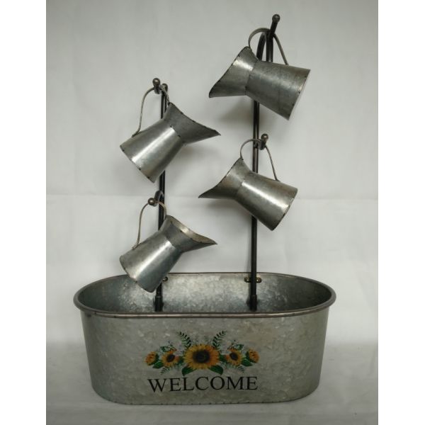 Cascading Galvanized Metal Water Jug Fountain - Nature Hills Nursery - Garden Center Item - 