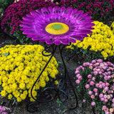 Colorful Purple Flower 24 Inch Metal Bird Bath - Nature Hills Nursery - Garden Center Item - 