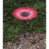Colorful Red Flower 24 Inch Metal Bird Bath - Nature Hills Nursery - Garden Center Item - 