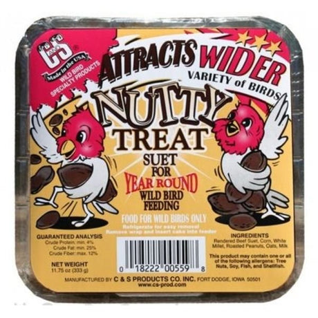 C&S Nutty Treat Suet for Year Round Wild Bird Feeding - Nature Hills Nursery - 12 Pack - 