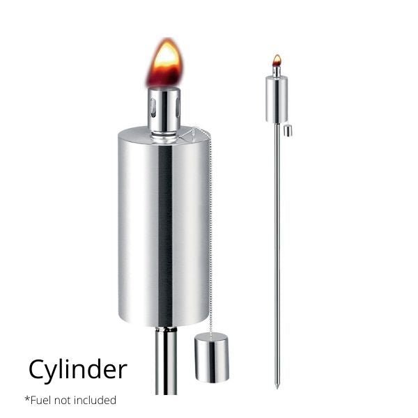 Cylinder Garden Torch 2 Pack - Nature Hills Nursery - Stainless Steel - 