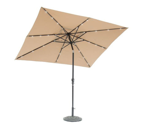 Sun-Ray Taupe Rectangular Solar Lighted Umbrella