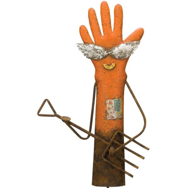 Orange Rocker Glove Garden Stake