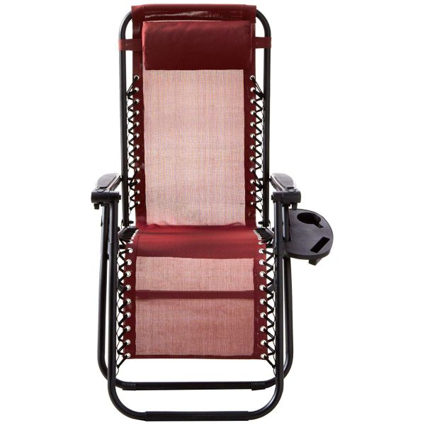 Anti-Gravity Red Patio Chair With Removable Cupholder