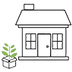 Green leaf with a doorstep icon, symbolizing eco-friendly home delivery service.