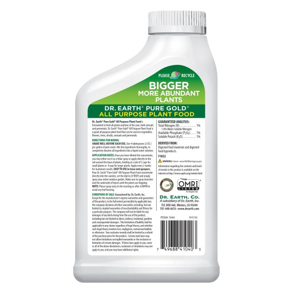 Dr. Earth Pure Gold All Purpose Liquid Fertilizer - Nature Hills Nursery - 24 oz - 
