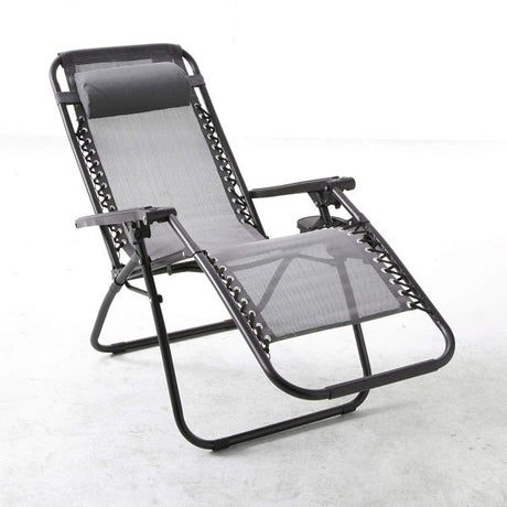 Anti-Gravity Grey Patio Chair With Removable Cupholder