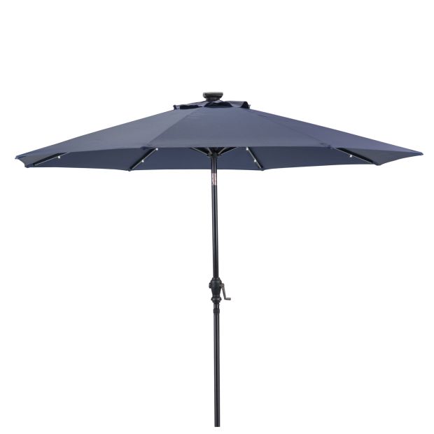 Sun-Ray Navy Round Solar Lighted Umbrella