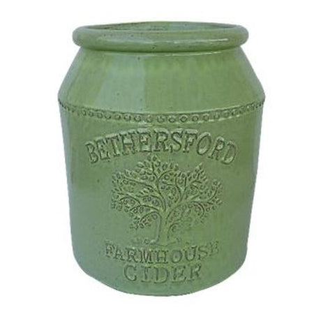 Vintage Pottery Green 11 Inch Cider Jar Planter