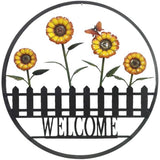 Sunflower Outdoor Welcome Wheel Art