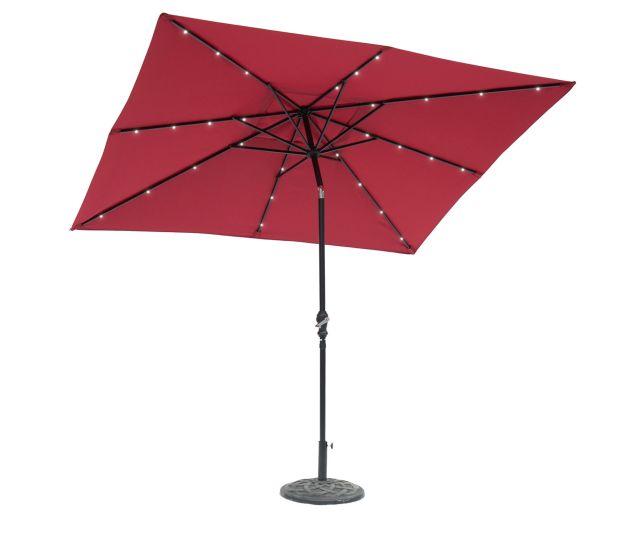 Sun-Ray Scarlet Rectangular Solar Lighted Umbrella