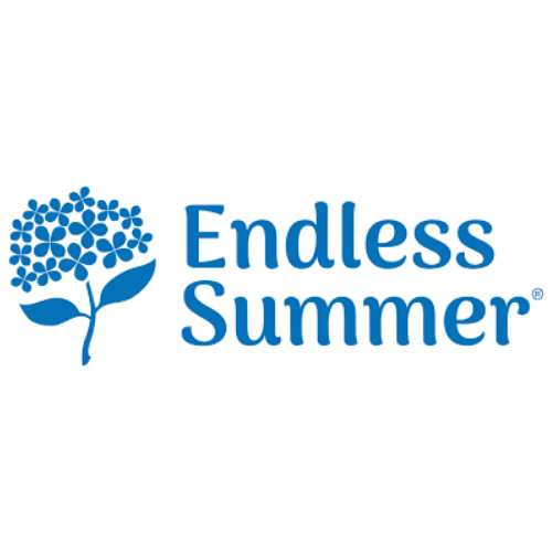 Endless Summer hydrangea brand logo featuring a blue hydrangea flower illustration and bold blue text on white background.