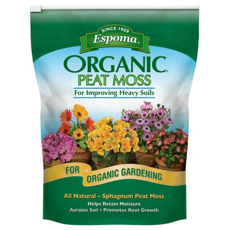 Espoma Peat Moss Soil Amendment - Nature Hills Nursery - 8 qt Bag - 
