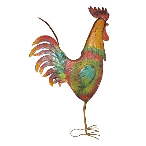 Extra Large Multi - Colored Metal Decorative Rooster Garden Statue - Nature Hills Nursery - Garden Center Item - 