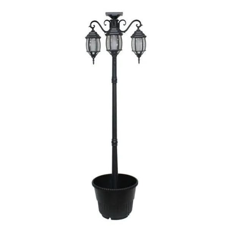 Sun-Ray Madison Black Solar Lamp Post And Planter