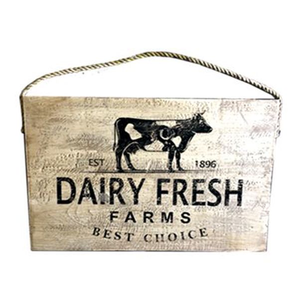 Vintage Distressed Dairy Fresh Wood Sign