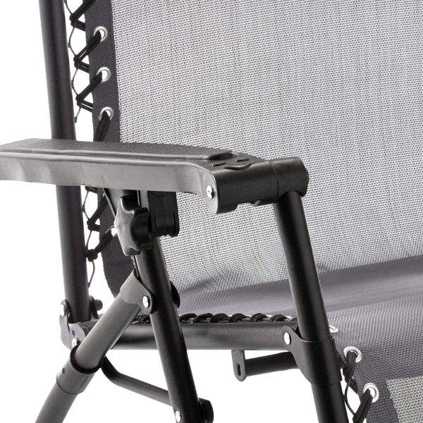 Anti-Gravity Grey Patio Chair With Removable Cupholder