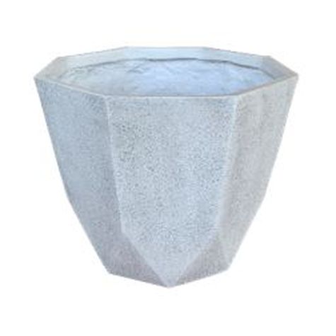 Fiber Clay Geodesic Tapered 12 Inch Antique White Planter - Nature Hills Nursery - Garden Center Item - 
