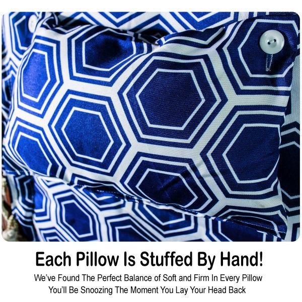Hanging Hammock Chair With Pillow Blue With White Rings - Nature Hills Nursery - Garden Center Item - 