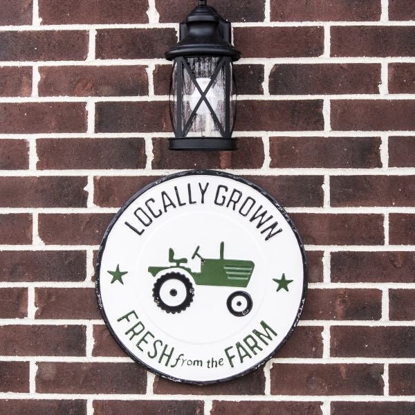 Locally Grown Green Tractor Metal Wall Sign - Nature Hills Nursery - Garden Center Item - 
