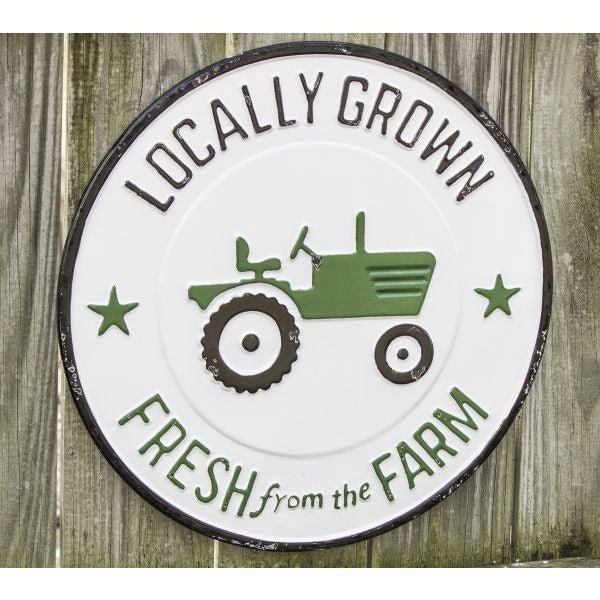Locally Grown Green Tractor Metal Wall Sign - Nature Hills Nursery - Garden Center Item - 