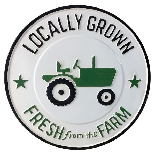 Locally Grown Green Tractor Metal Wall Sign - Nature Hills Nursery - Garden Center Item - 