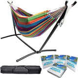 Portable Two Person Rainbow Colors Pattern Outdoor Hammock With Stand - Nature Hills Nursery - Garden Center Item - 