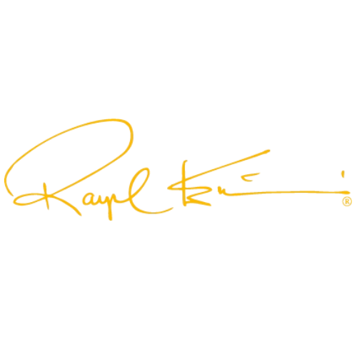 Raymond Evison Clematis brand signature logo in gold cursive script on a white background.