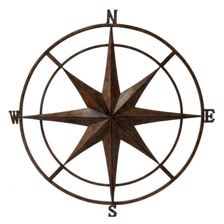 Rustic Outdoor Wall Compass Brown - Nature Hills Nursery - Garden Center Item - 