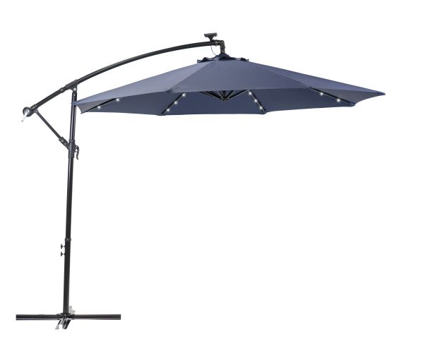 Sun - Ray 10 Feet Round Navy Offest Solar Umbrell With Cross Base - Nature Hills Nursery - Garden Center Item - 