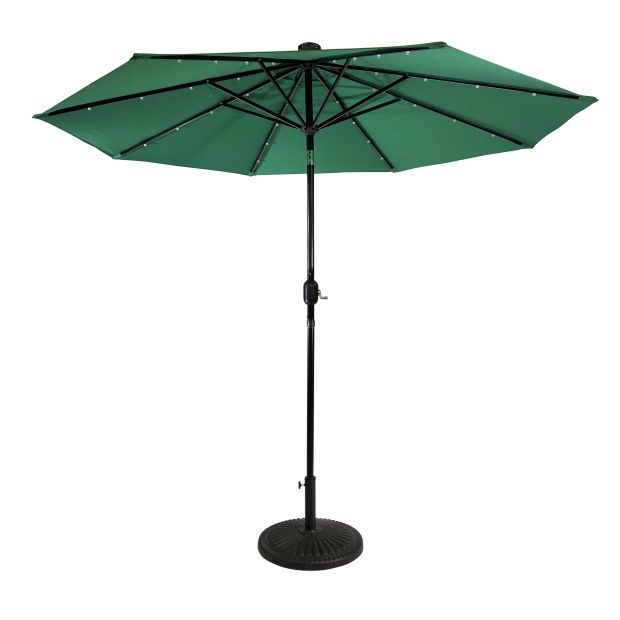 Sun - Ray 9 Feet Round Emerald Green Solar Lighted Umbrella - Nature Hills Nursery - Garden Center Item - 