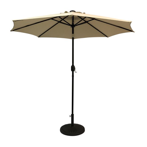 Sun - Ray 9 Feet Round Taupe Solar Lighted Umbrella - Nature Hills Nursery - Garden Center Item - 
