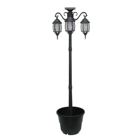 Sun - Ray Madison Black Solar Lamp Post And Planter - Nature Hills Nursery - Garden Center Item - 