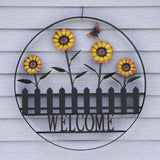 Sunflower Outdoor Welcome Wheel Art - Nature Hills Nursery - Garden Center Item - 