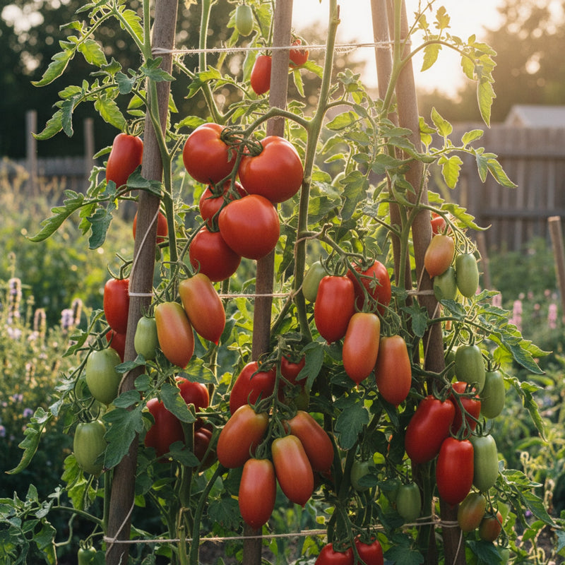 tomato plants hero image variant: tomato-plants-collection-v1-garden-scene