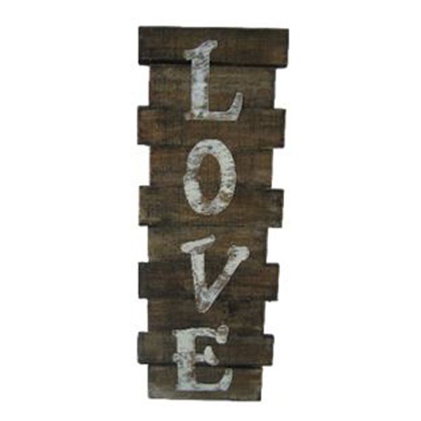 Vintage Distressed Wood Love Sign With Laser Cut Metal Letters - Nature Hills Nursery - Garden Center Item - 