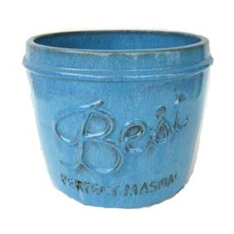 Vintage Pottery Blue 11 Inch Low Mason Jar - Nature Hills Nursery - Garden Center Item - 