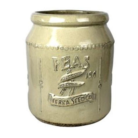 Vintage Pottery Cream 11 Inch Peas Seed Packet Planter - Nature Hills Nursery - Garden Center Item - 